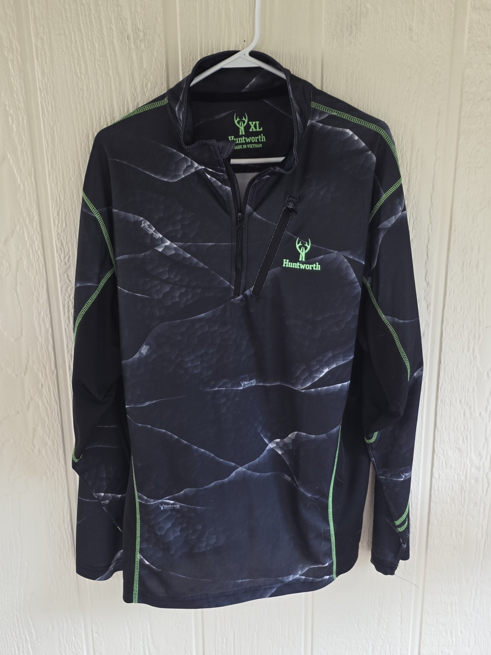Huntworth Men's Black & Green Half-Zip Performance Sweater, Size XL